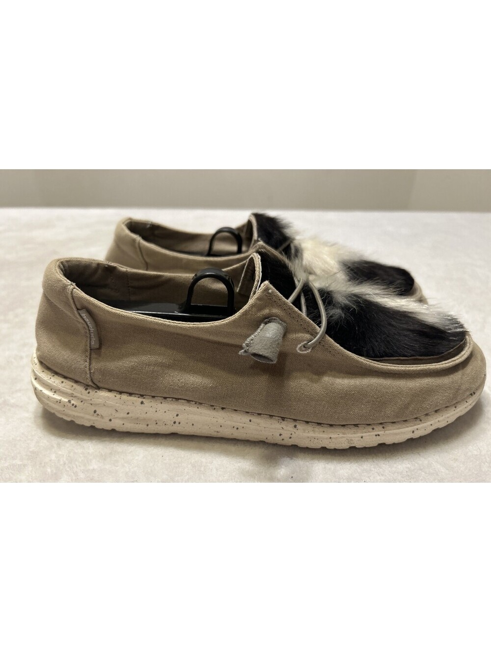 Hey Dude Shoes Women’s Size 10 Gray White Wendy Canvas Slip On Casual Loafers